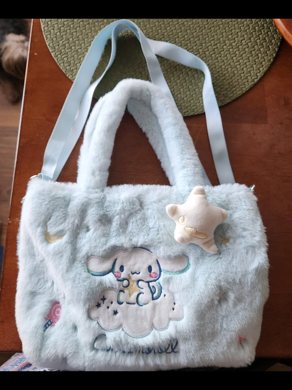 Cinnamonroll Light Blue Plush Kids Shoulder Bag with Star Charm